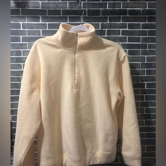 💕5️⃣for25 Izod fleece jacket/ sweater in pale yellow size small NWOT - Picture 1 of 3